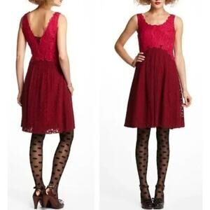 Anthropologie Moulinette Soeurs Carmindy Dress Pink Burgundy Lace 4 New